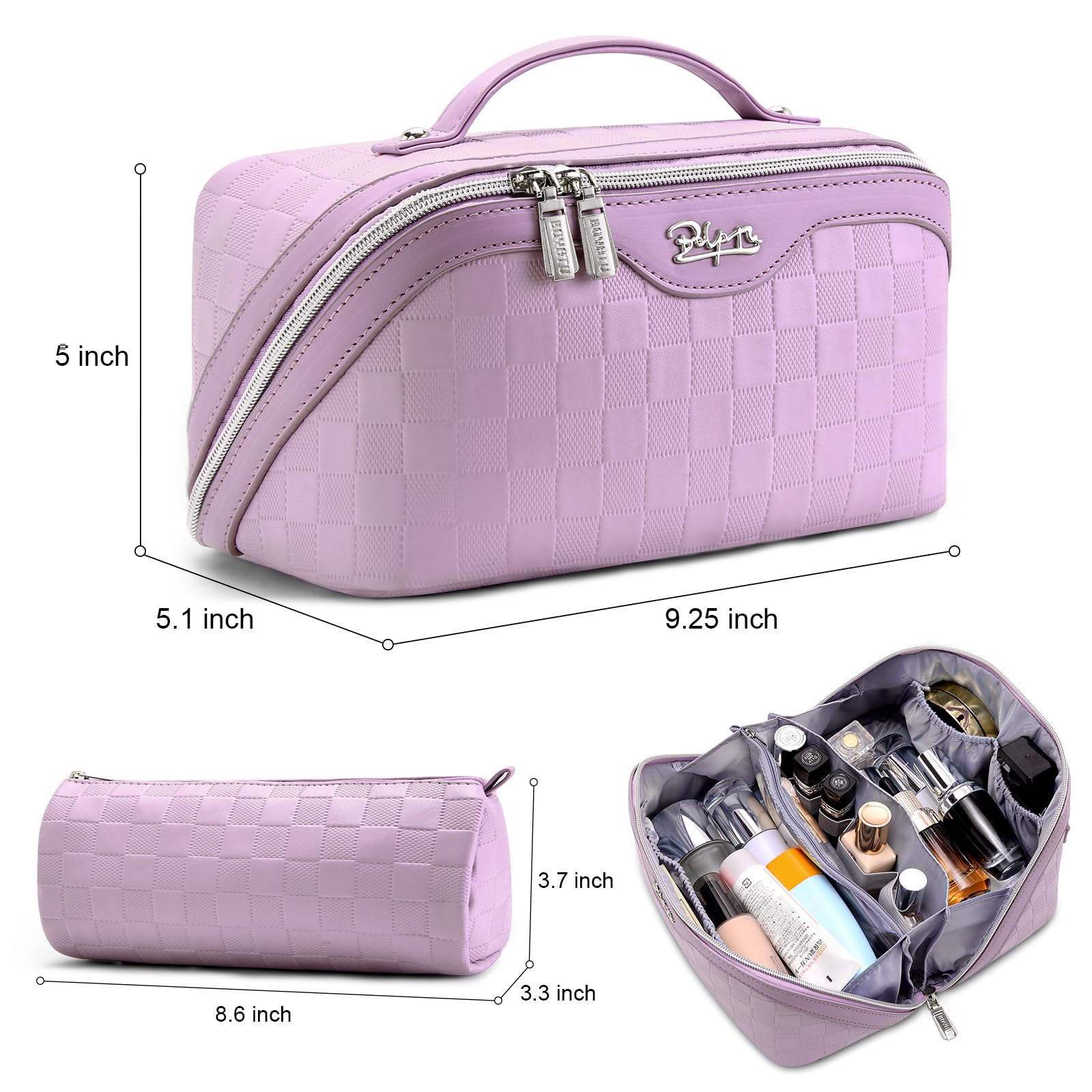 BOYATU travel makeup bag with handle for easy carry on trips