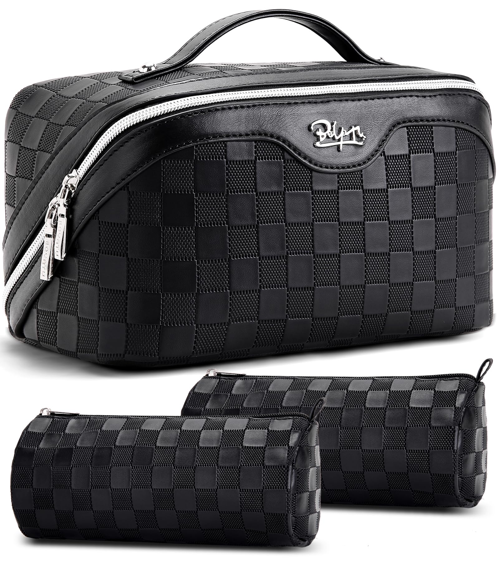 BOYATU travel makeup bag set with multiple compartments for organized cosmetics on trips