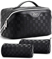 BOYATU travel makeup bag set with multiple compartments for organized cosmetics on trips