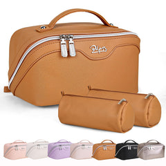 BOYATU travel makeup bag set with wide opening for easy access on the go.