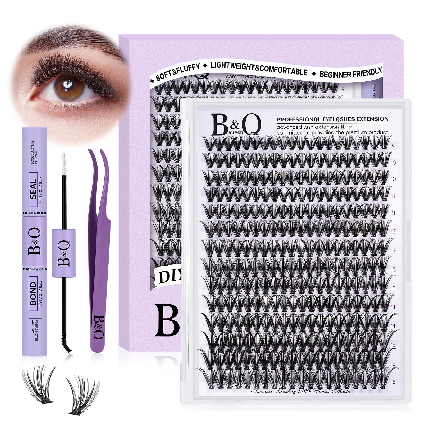 B&Qaugen DIY lash kit with 280 clusters offers versatile mix for customizable looks.