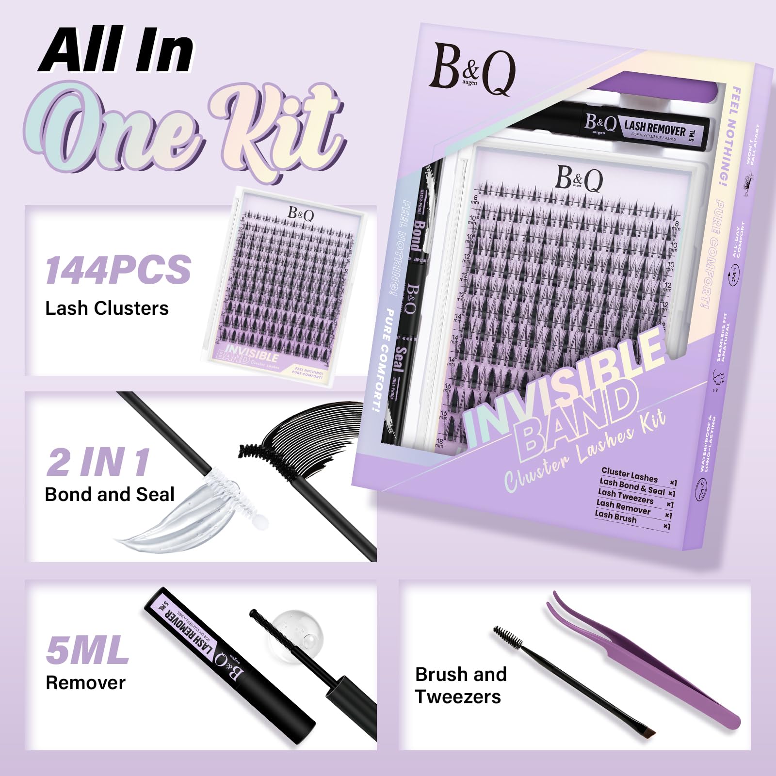 B&Qaugen Fairy Lash Clusters Kit five natural styles