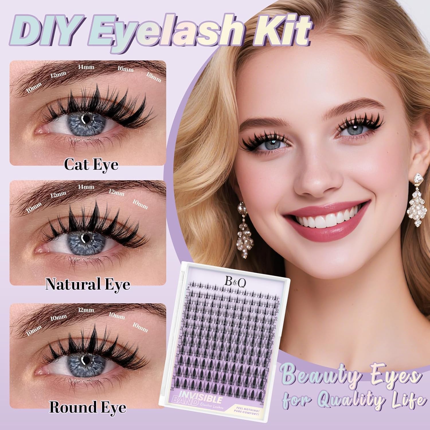 B&Qaugen Fairy Lash Clusters Kit 8-18 mix lengths for variety