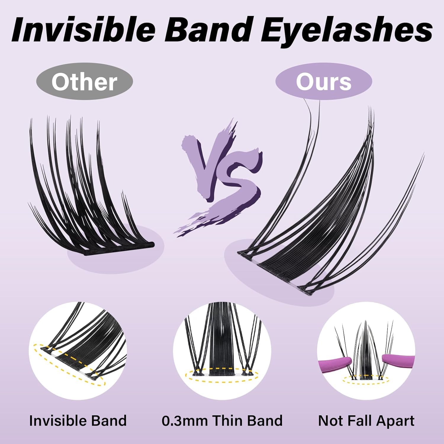 B&Qaugen Fairy Lash Clusters Kit invisible band for comfort