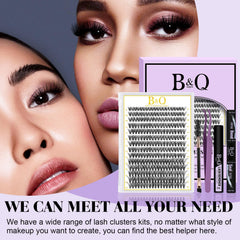 B&Qaugen lash clusters kit application with tweezers for easy DIY placement.