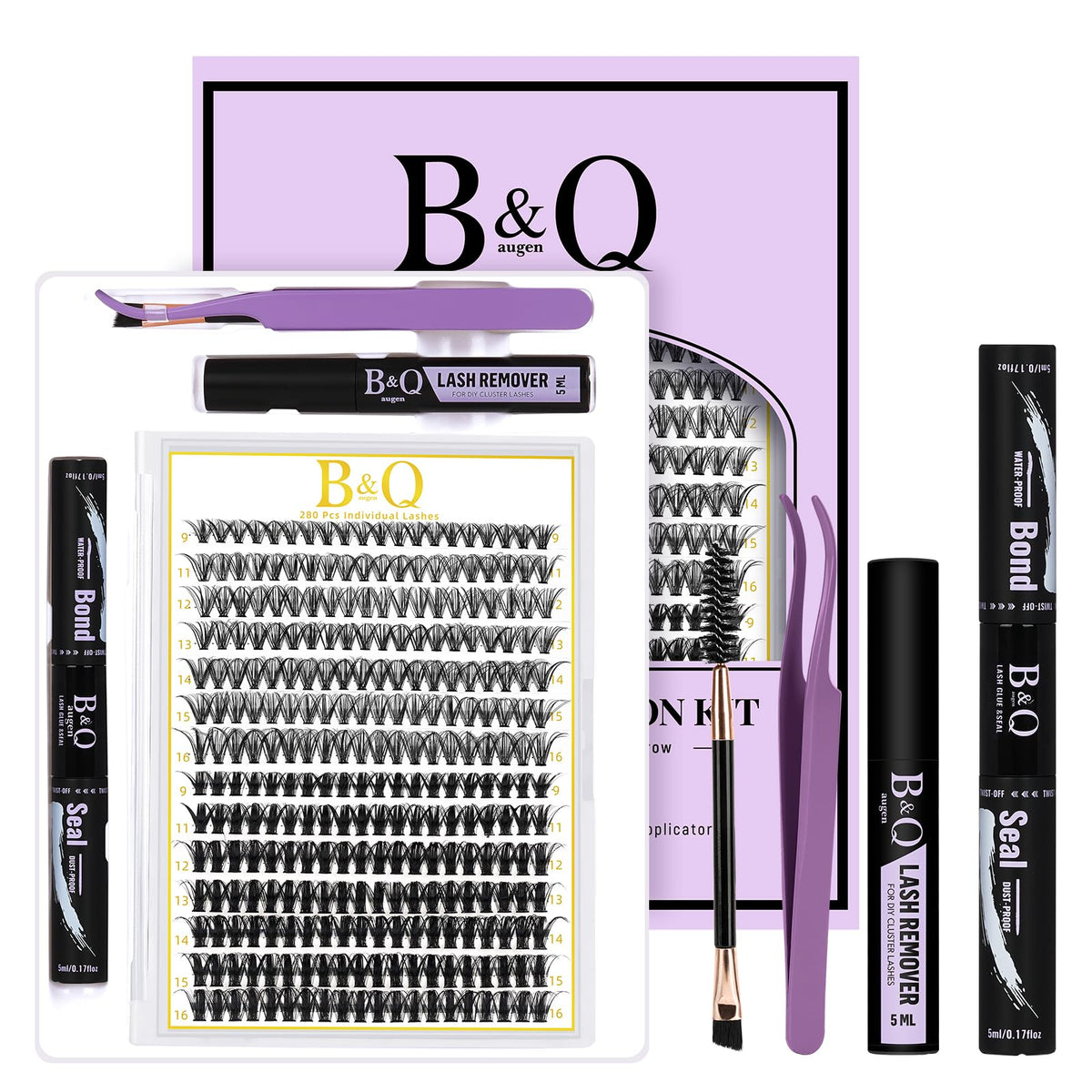 B&Qaugen Lash Clusters Kit tray close-up for easy at-home DIY lash application