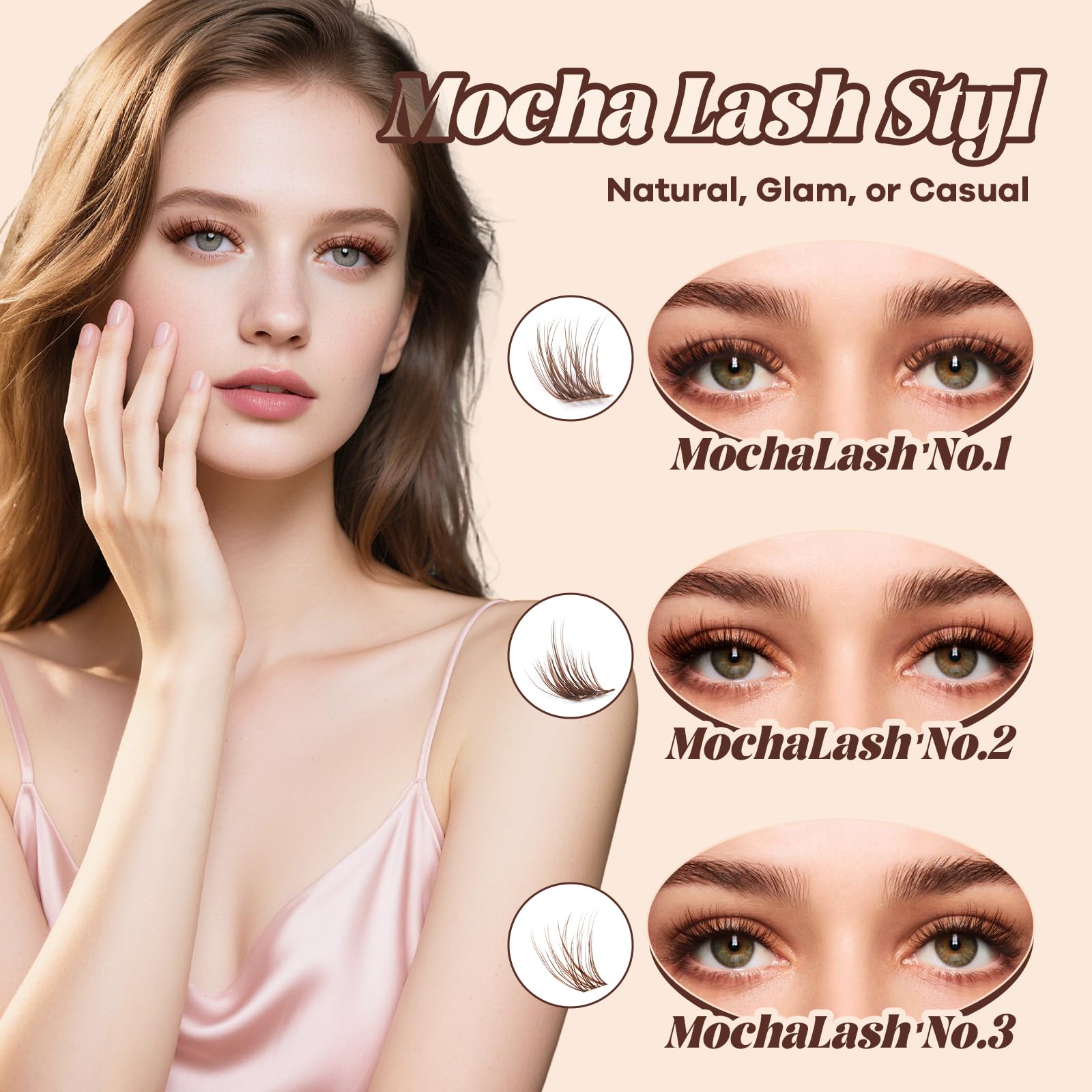 B&Qaugen Mochalash01 curl-style clusters maintain lift for all-day wear.
