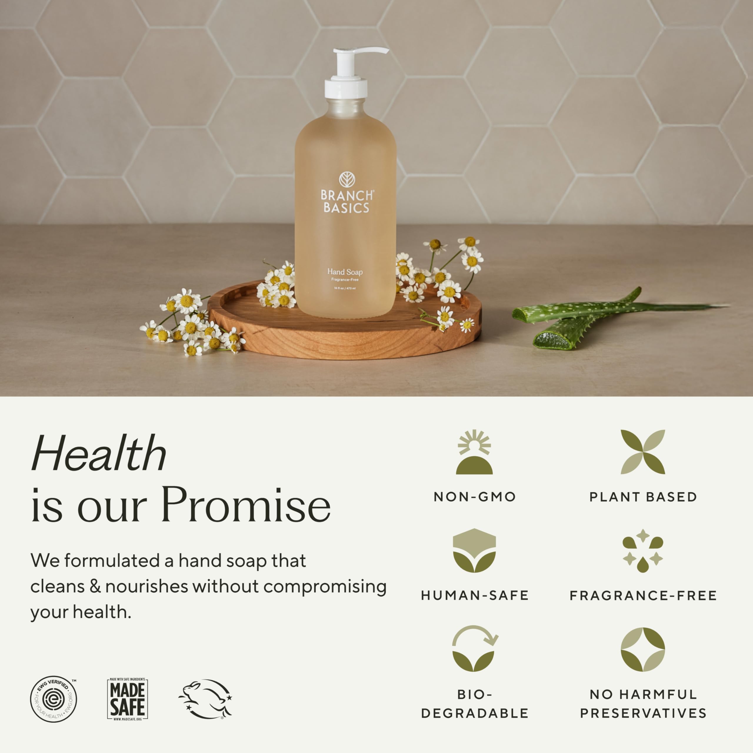 Branch Basics sustainable packaging image underscores eco-friendly refills that reduce waste