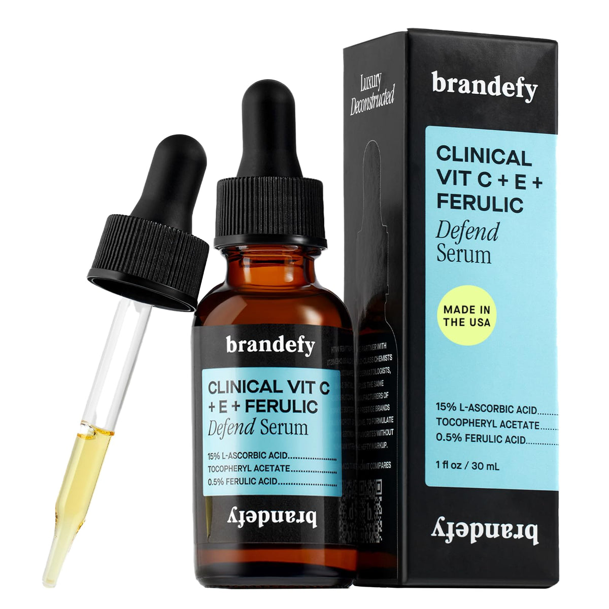 Brandefy Vitamin C Serum bottle showing antioxidant formula for daily brightness
