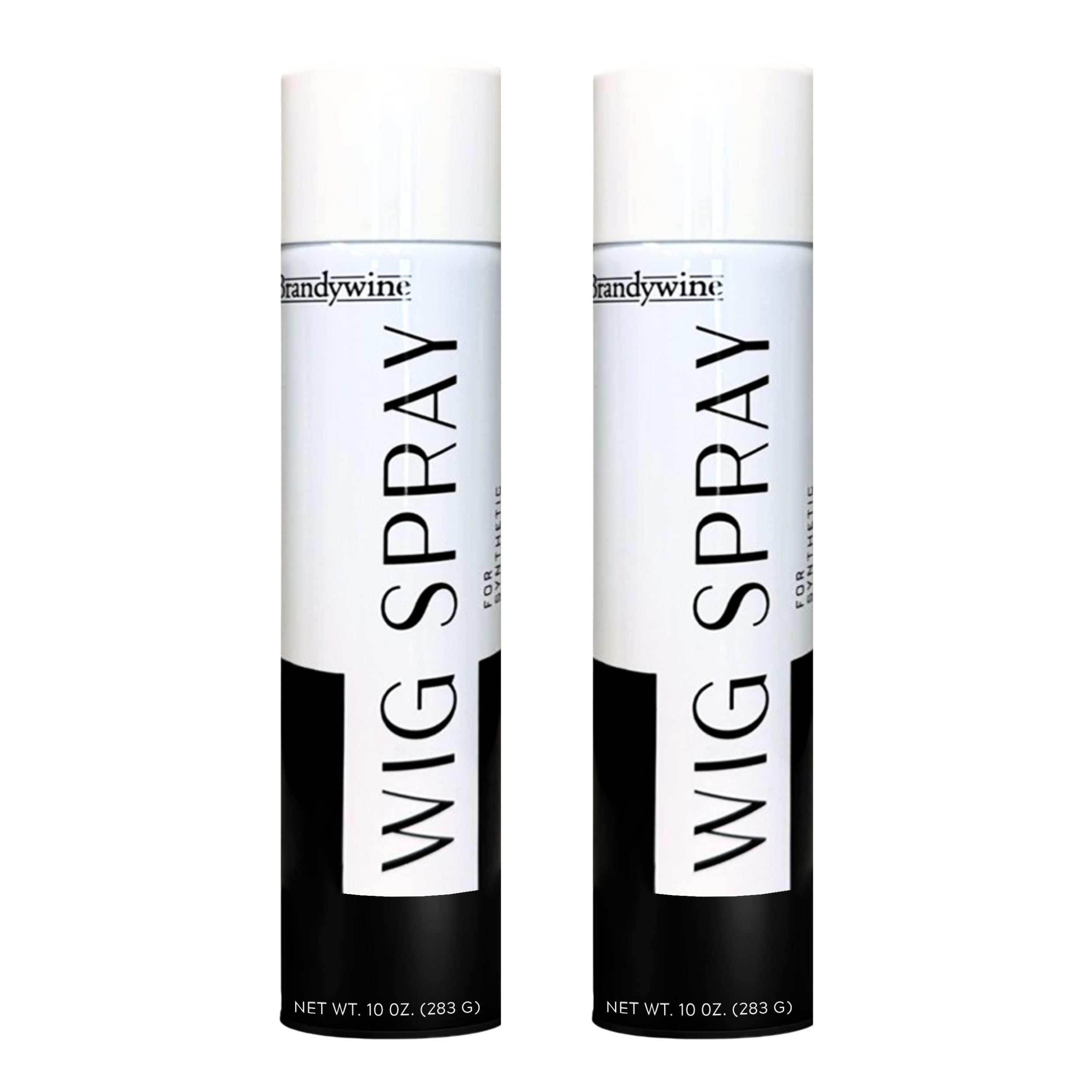 Brandywine wig spray aerosol bottle close-up showing quick-dry finish for wigs