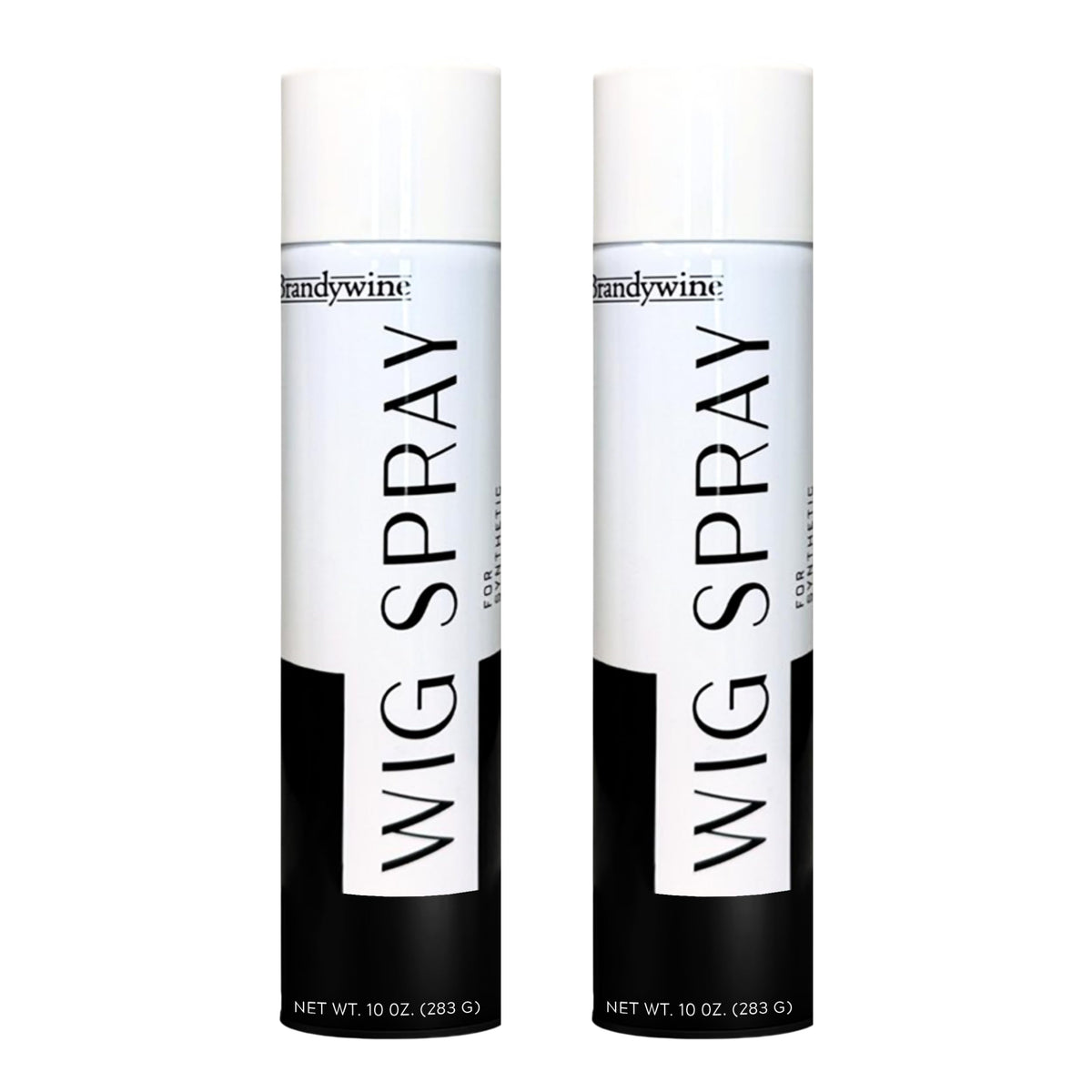 Brandywine wig spray aerosol bottle close-up showing quick-dry finish for wigs