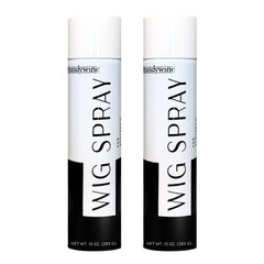Brandywine wig spray aerosol bottle close-up showing quick-dry finish for wigs