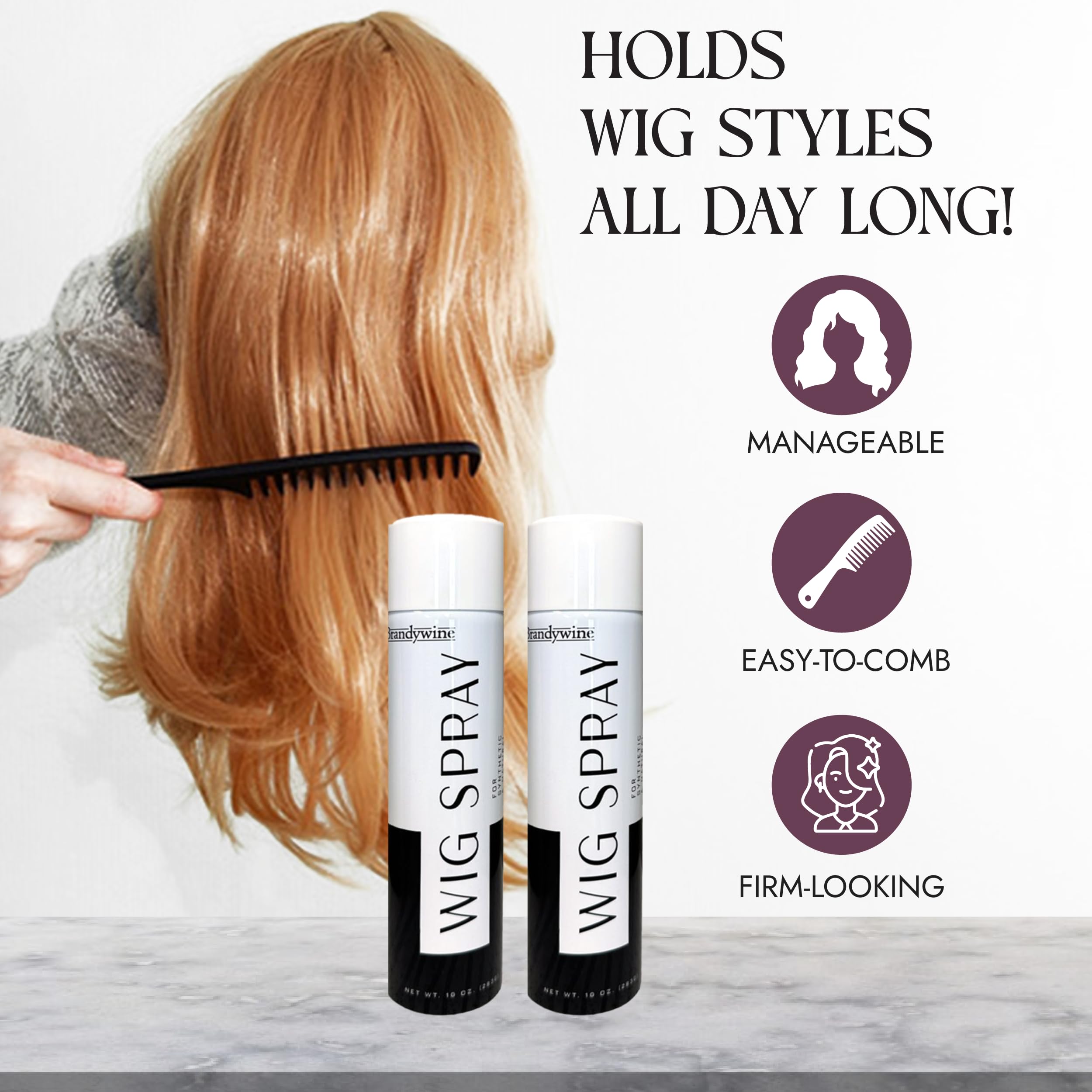 Brandywine wig spray aerosol used on hairpieces and toppers for a natural look