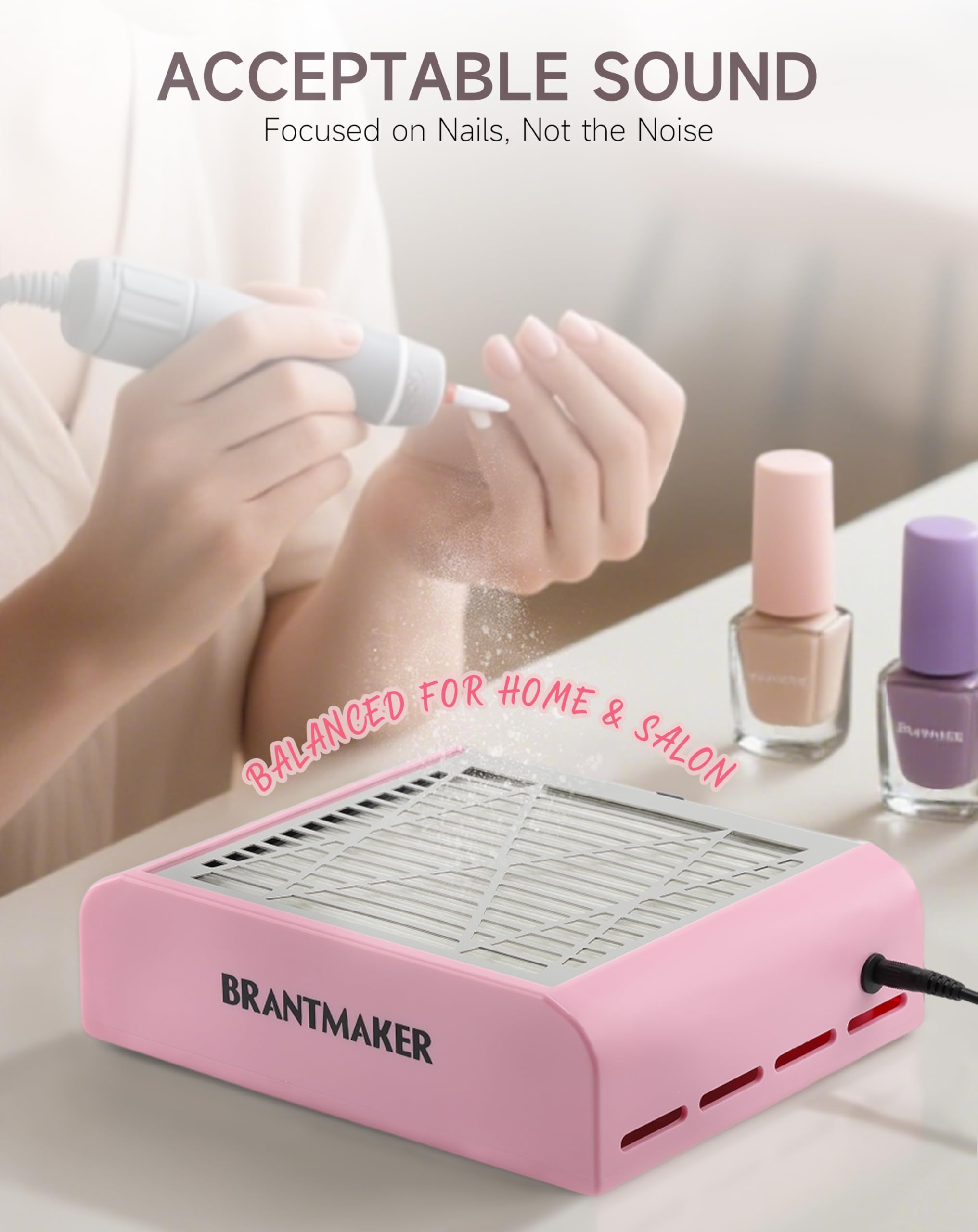 BRANTMAKER Nail Dust Collector with brush included for easy maintenance.