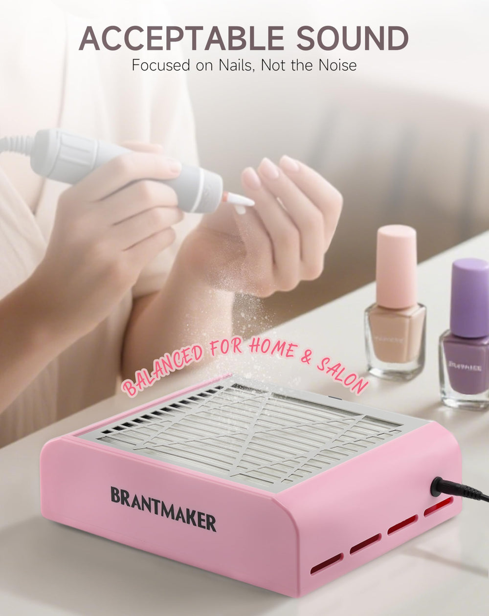 BRANTMAKER Nail Dust Collector with brush included for easy maintenance.