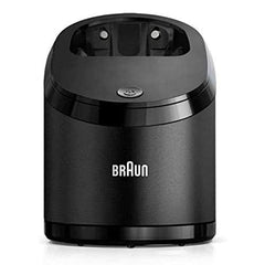 Braun Clean & Charge Base 5430 front view; convenient docking keeps Series S9-3 ready on the bathroom counter.