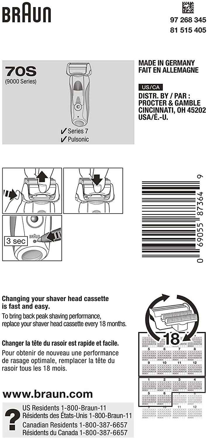 Braun Series 7 70S foil close-up highlighting smart foil for closer passes
