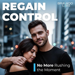Bravado Labs premium delay cream packaging signals dermatologist-tested quality.