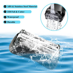 BRAVIKERLY Series 3 32B replacement head—close-up blades ready for a precise shave.