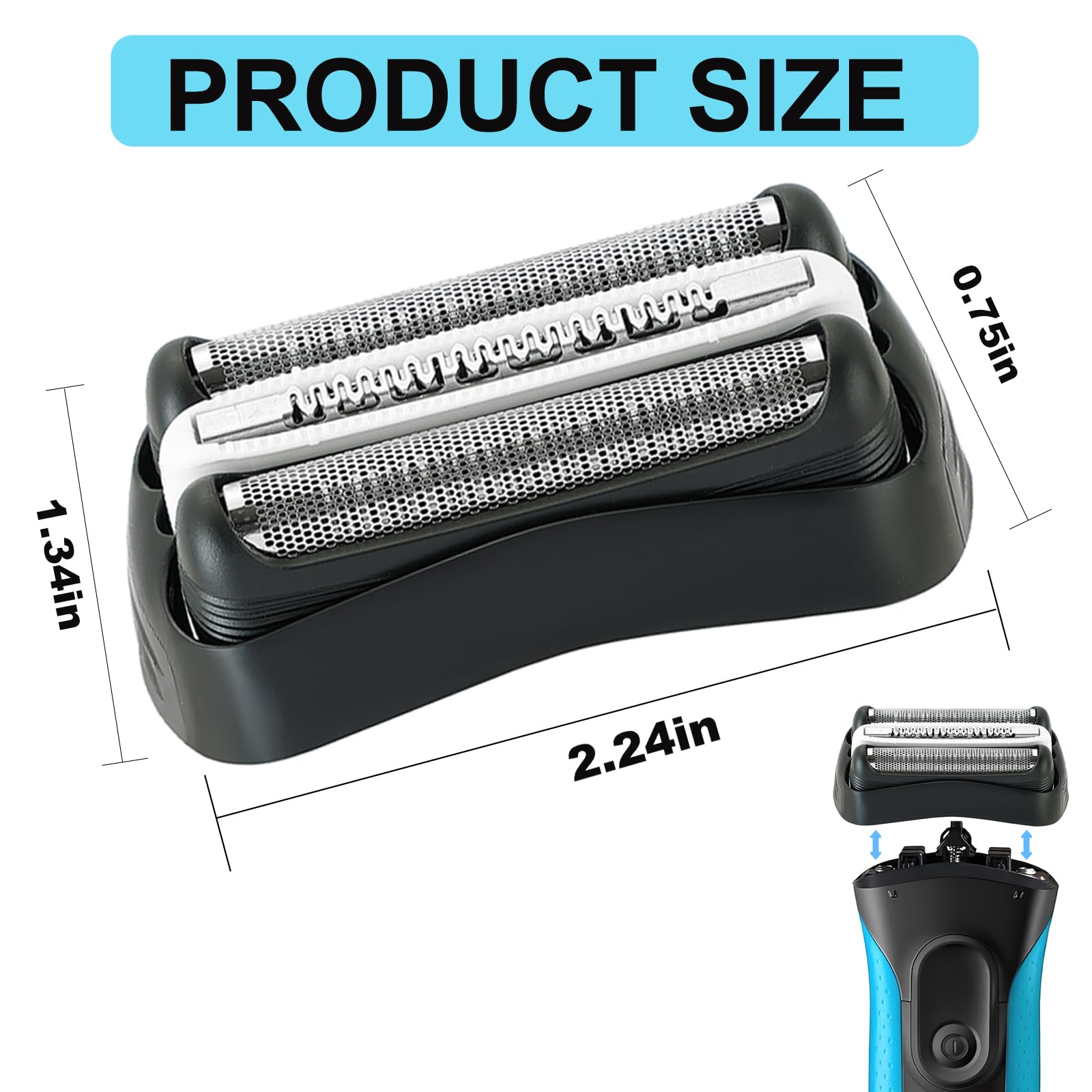 BRAVIKERLY Series 3 32B replacement head—waterproof surface easy cleaning after use.