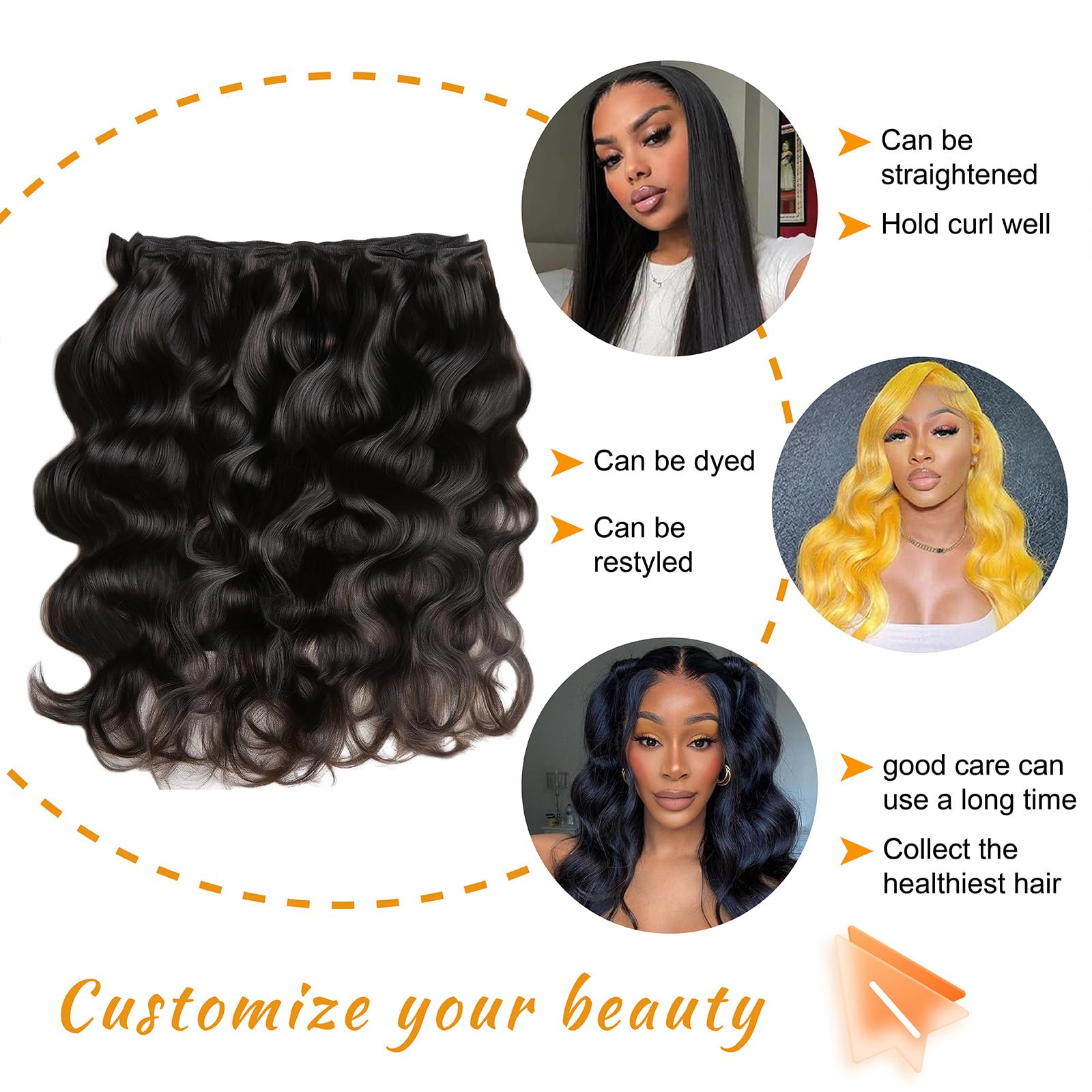 Brbeawor 14A Brazilian body wave bundle 26in creates long, glossy waves