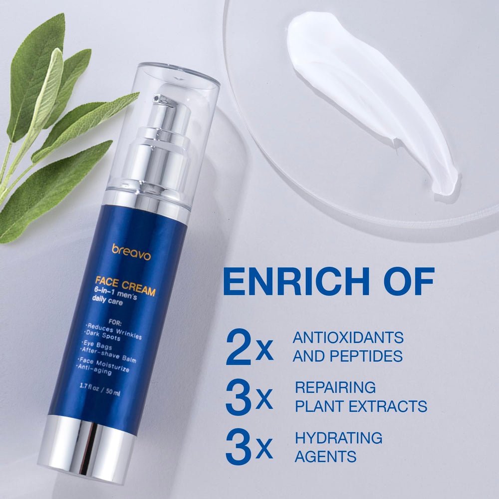 Breavo 6 in 1 Face Cream soothes skin after shaving.
