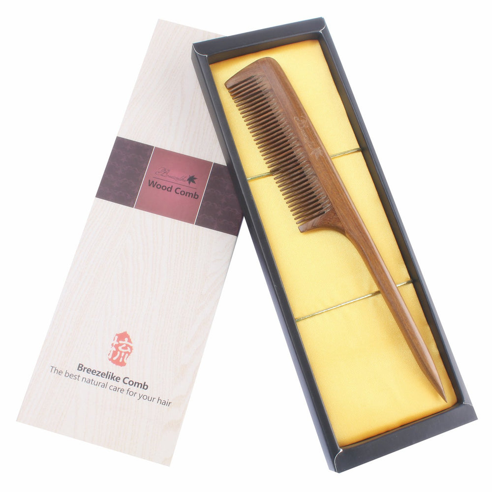 Breezelike sandalwood comb gift-ready image suggesting versatile gift for any hair type.