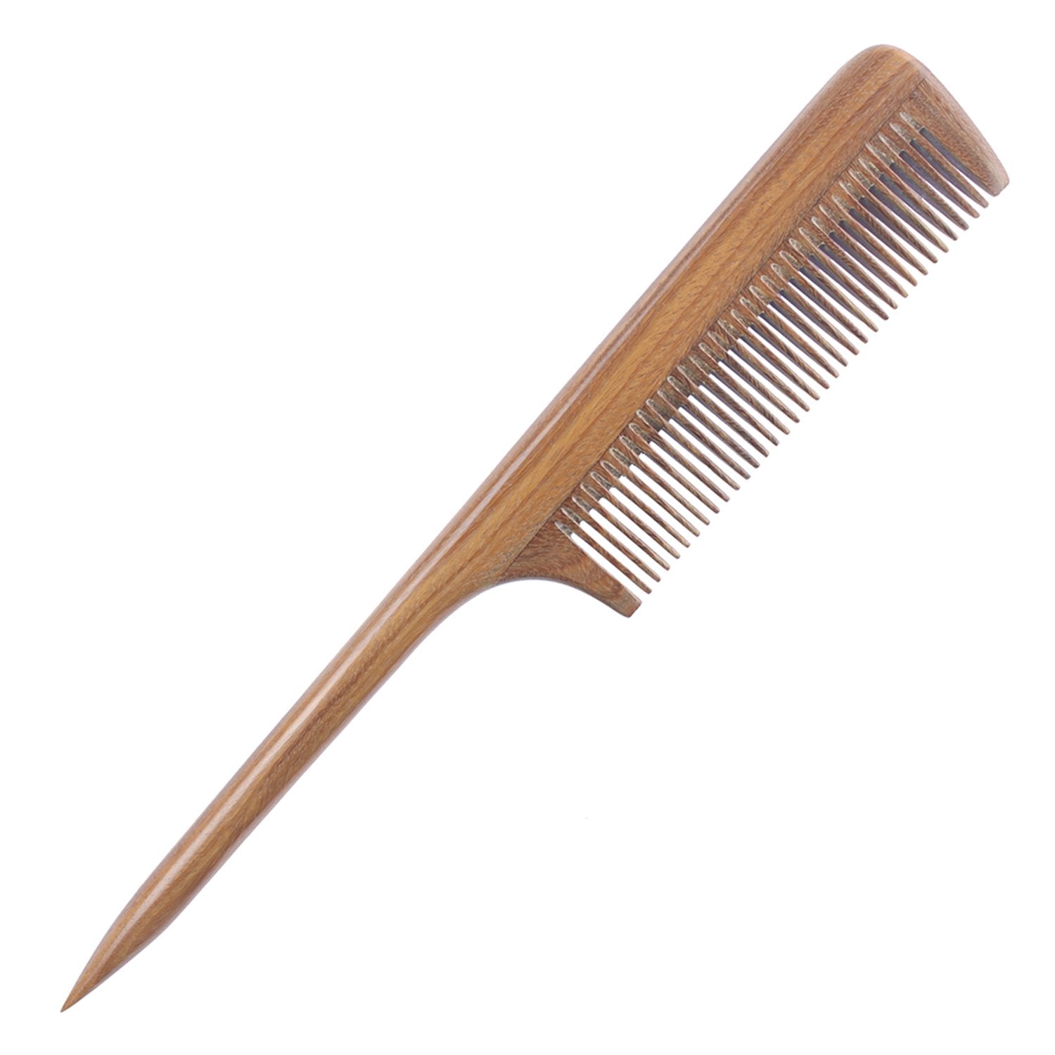 Breezelike fine-tooth comb with conditioner use highlighting frizz control and snag-free styling.