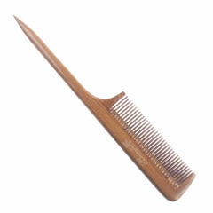 Breezelike sandalwood fine-tooth comb full-length view for gentle detangling of long hair.