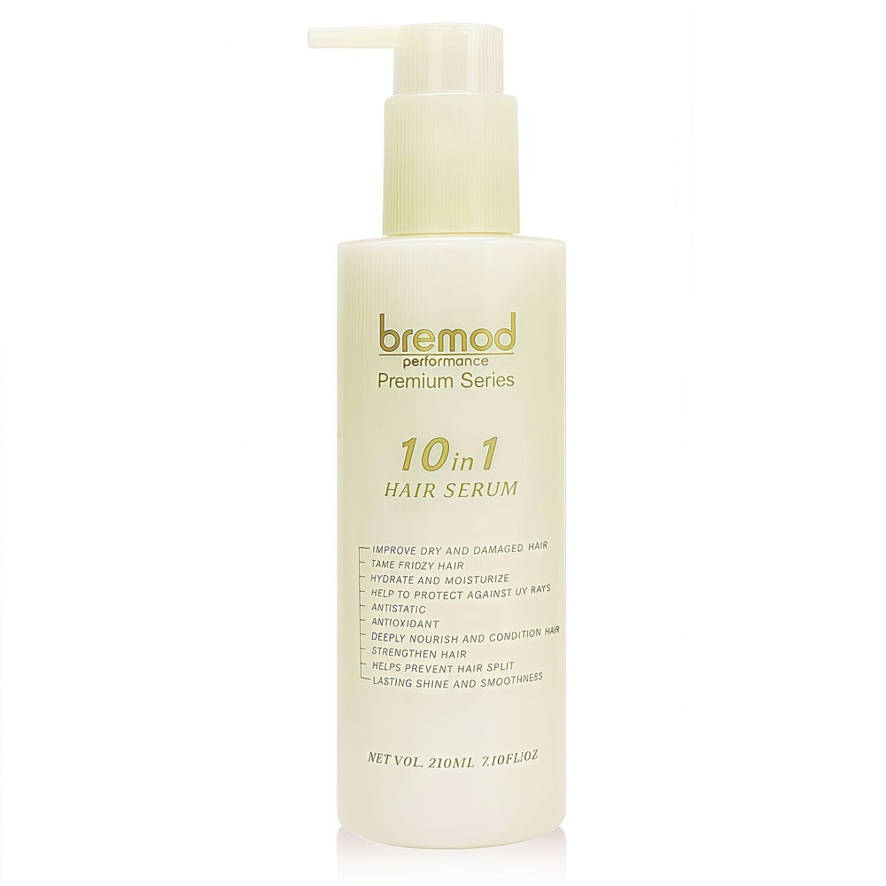 Bremod Performance 10in1 Hair Serum bottle pour for easy, even distribution and frizz control.