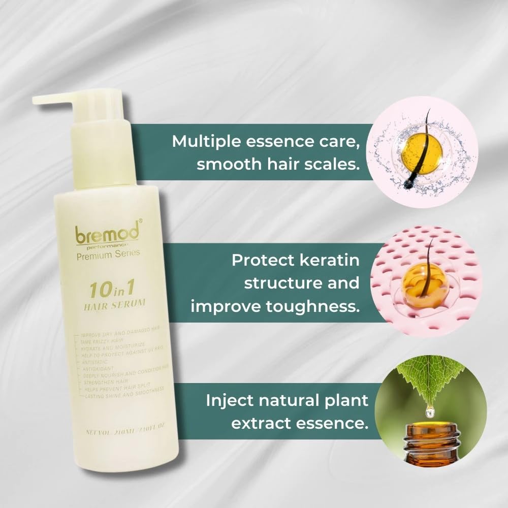 Bremod Performance 10in1 Hair Serum shine finish for salon-like radiance.