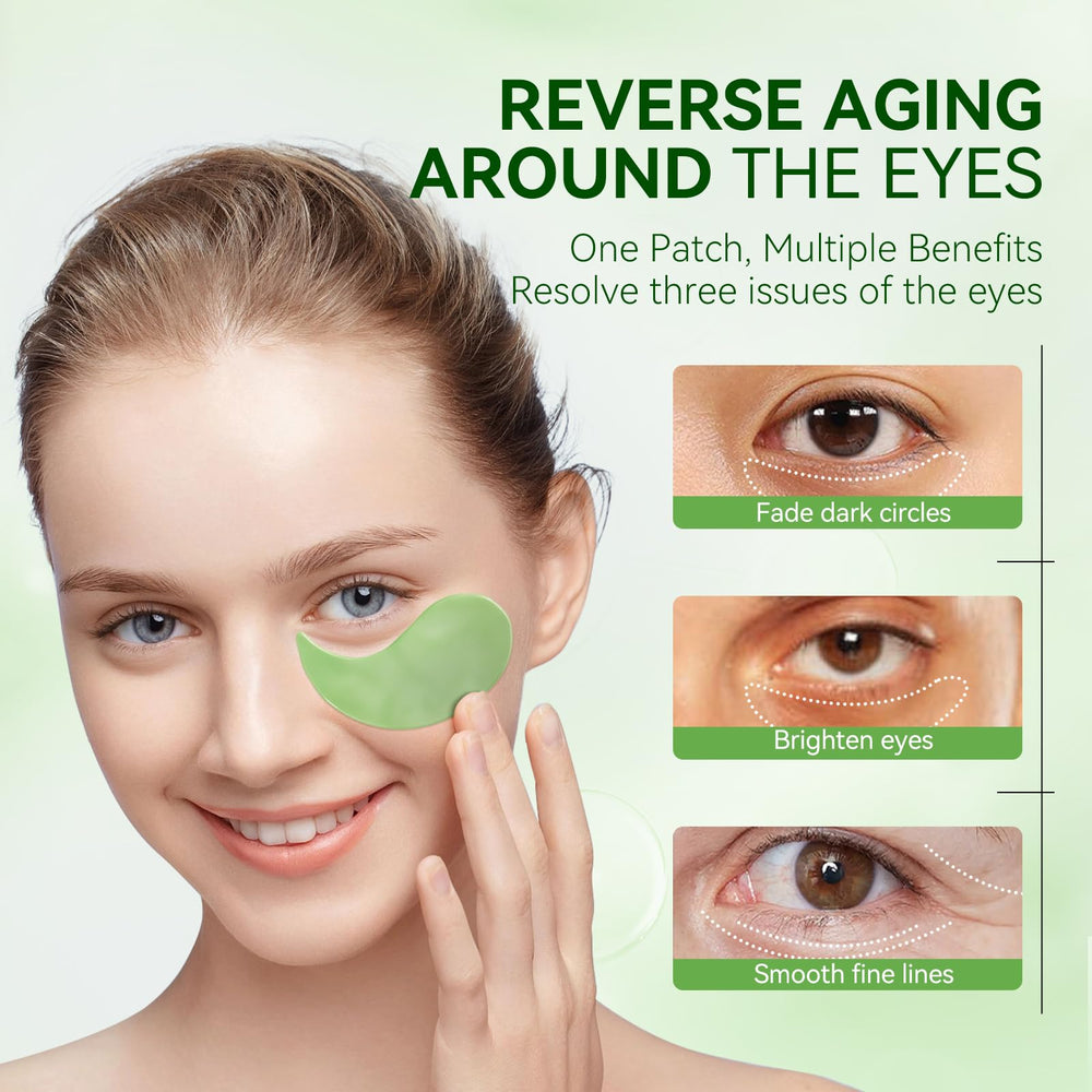 BREYLEE Aloe Vera Eye Masks application closeup during skincare routine