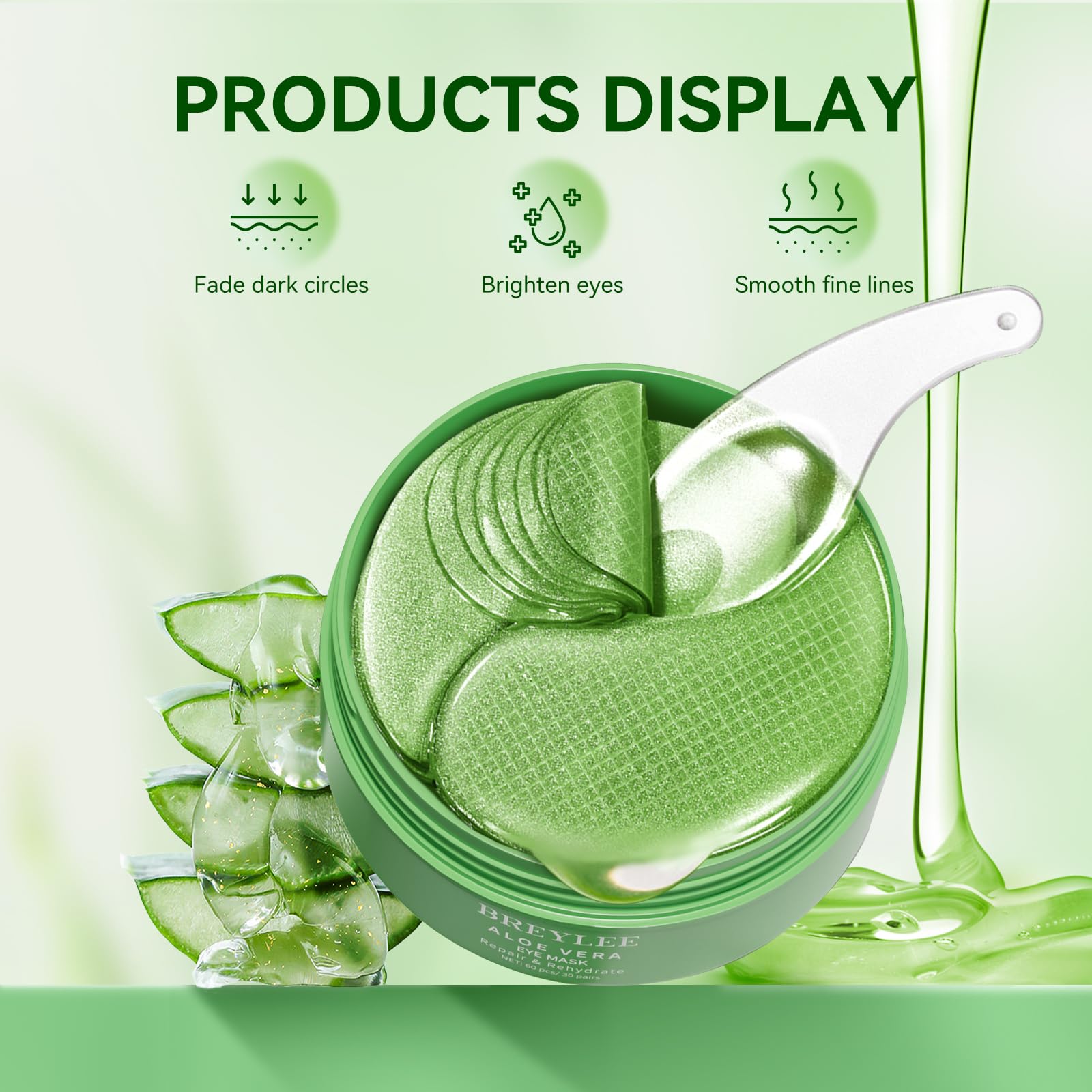 BREYLEE Aloe Vera Eye Masks puffiness-focused shot promotes cooling relief