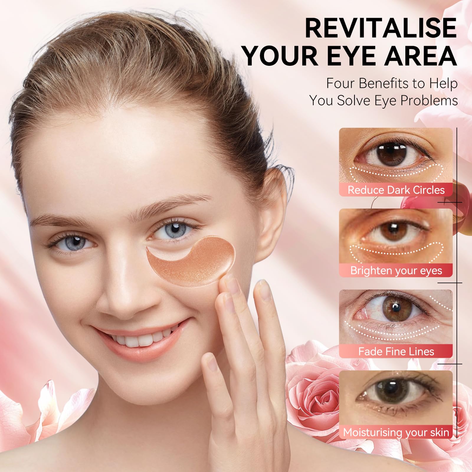 BREYLEE Rose Eye Mask demonstrated for pre-makeup hydration and smoother application.