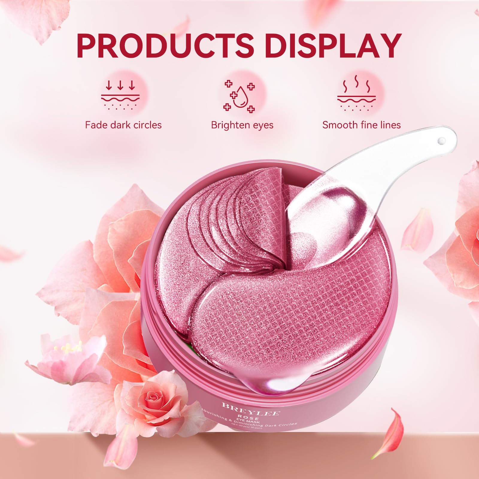 BREYLEE rose eye mask during makeup prep for smoother base.