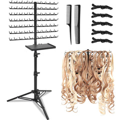 BRIAN & DANY 140-peg braiding hair rack standing keeps braids organized for quick sessions.