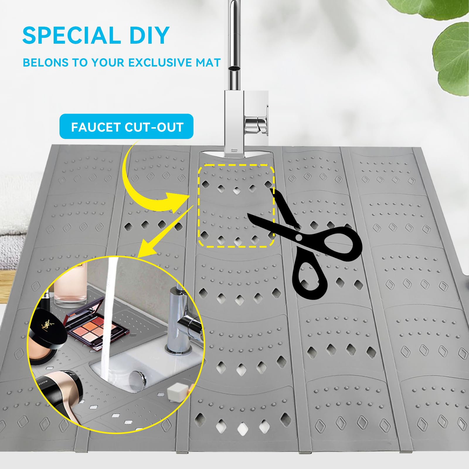 BRIAN & DANY makeup mat sink cover supports up to 10 pounds for tools and cosmetics