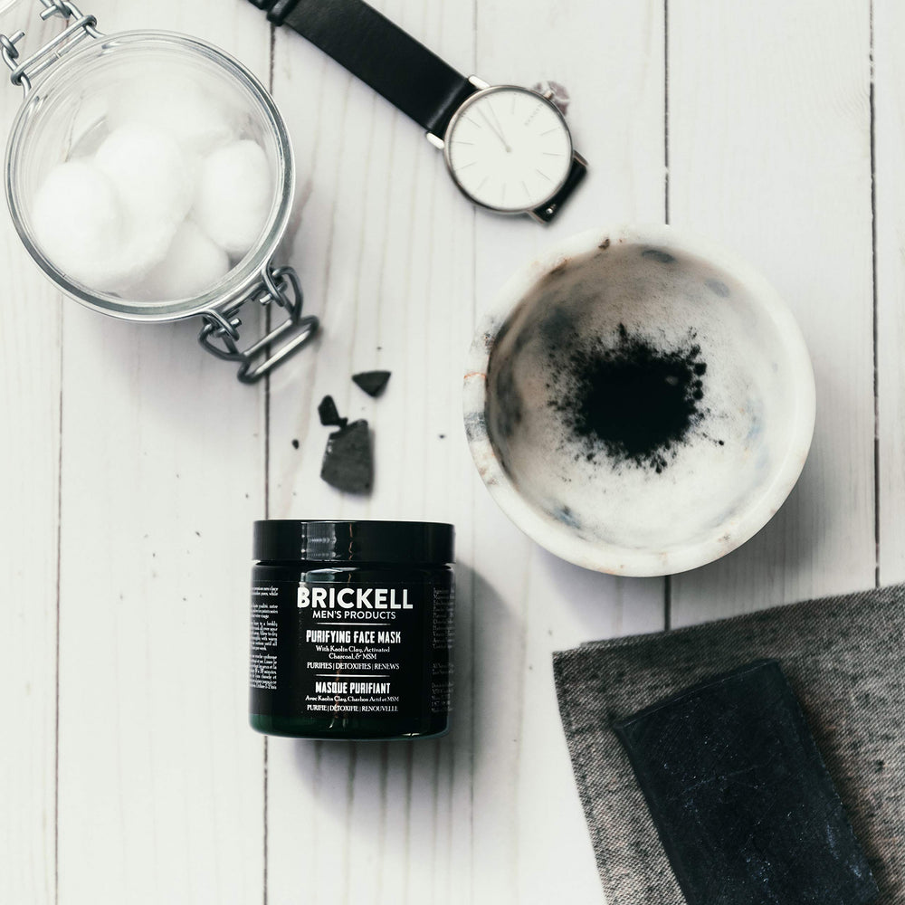 Brickell Charcoal Face Mask ingredients DMAE/MSM for tone and firmness.
