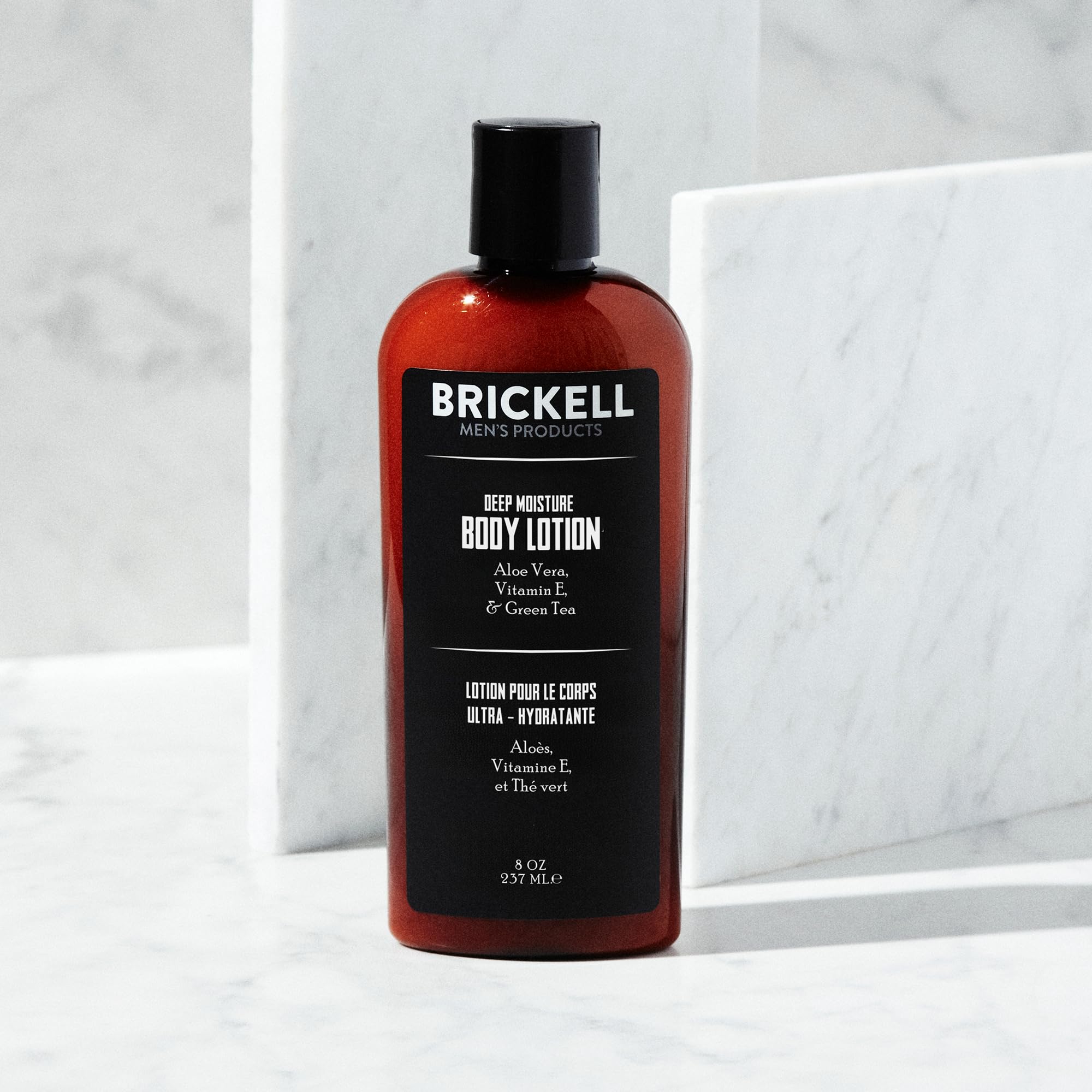 Brickell Deep Moisture Bottle Closeup shows creamy texture for fast absorption.