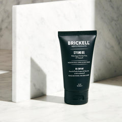 Brickell Hair Styling Gel application on hair demonstrating easy shaping and control