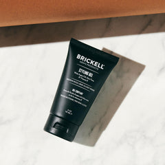 Brickell Hair Styling Gel semi-gloss finish bottle emphasizes natural shine