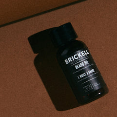Brickell Beard Oil drops application demonstrates easy beard care.