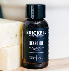 Brickell Men’s Beard Oil applied under beard hydrates skin.