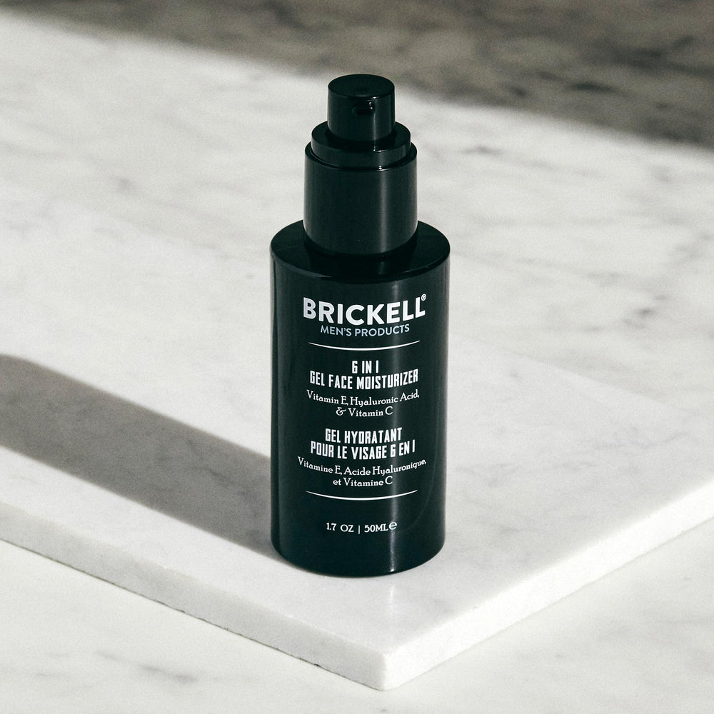 Brickell Men's 6 in 1 packaging-box shows natural and organic skincare.
