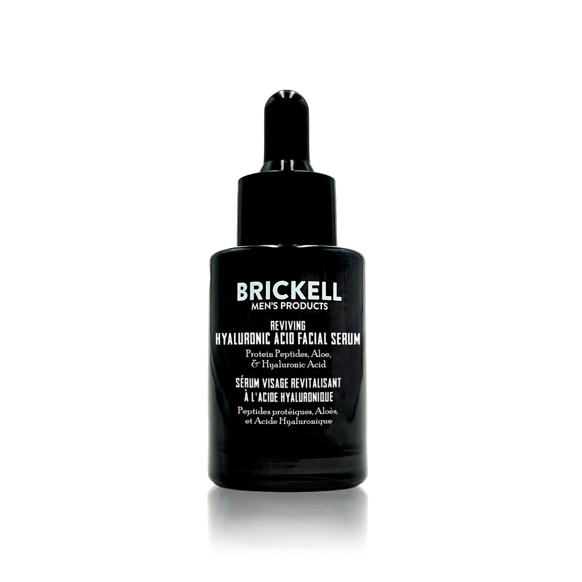 Brickell Men's anti-aging serum bottle—premium packaging for daily firming and hydration