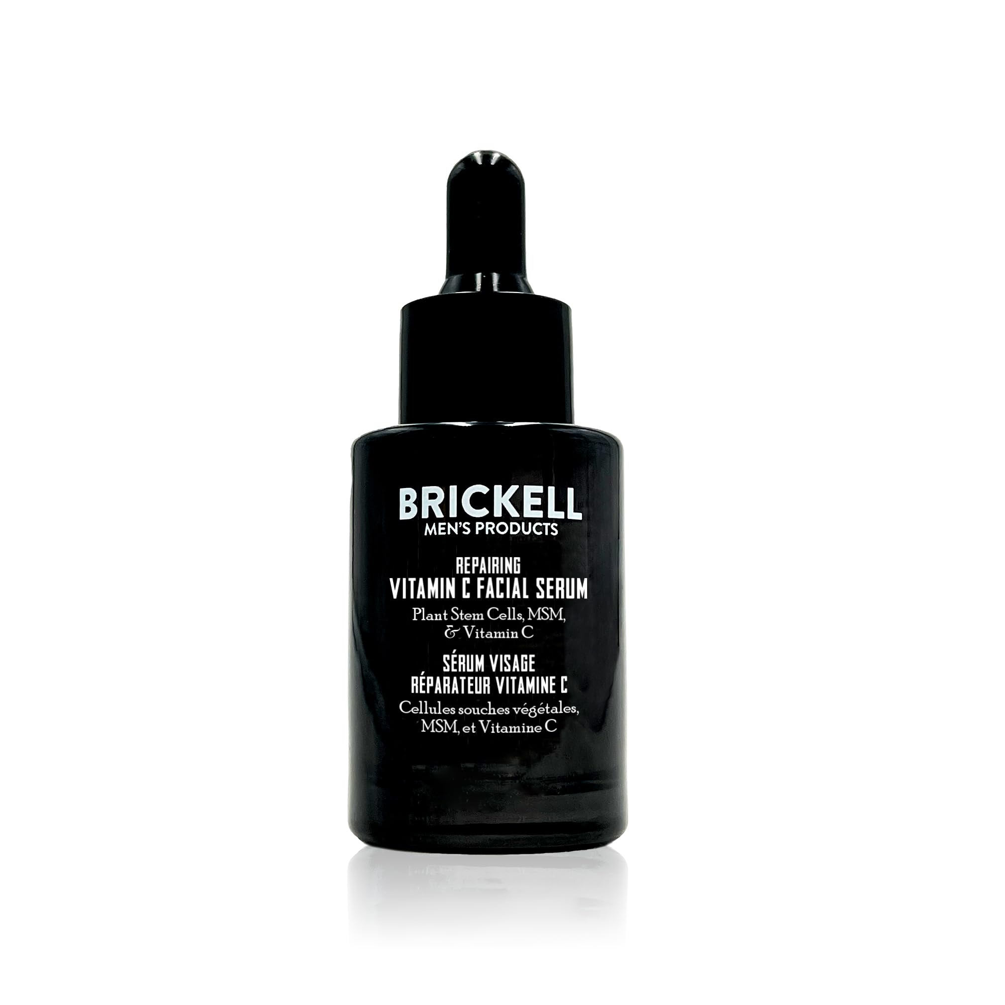 Brickell Men's Anti Aging Serum bottle for overnight skin support.