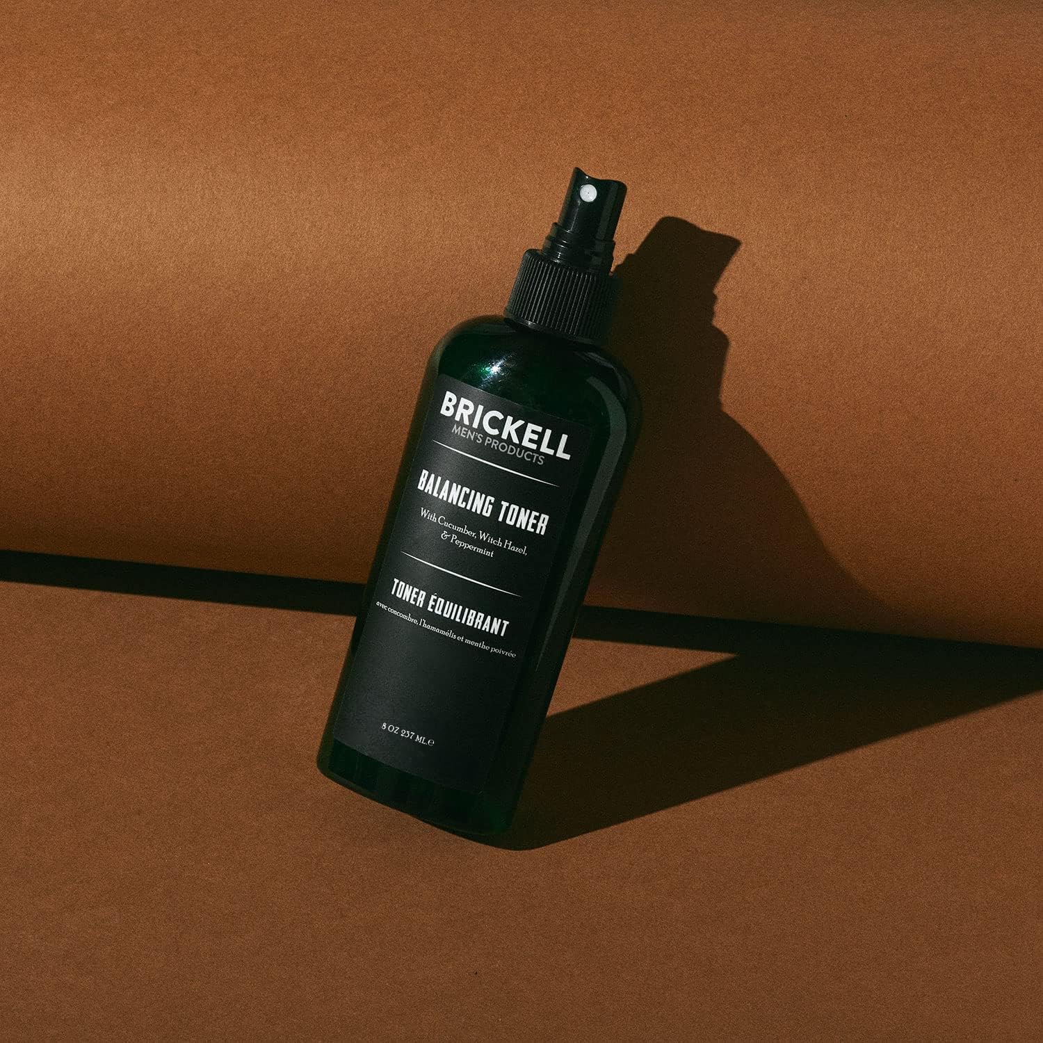Brickell Men's Balancing Toner cucumber application soothes irritated skin