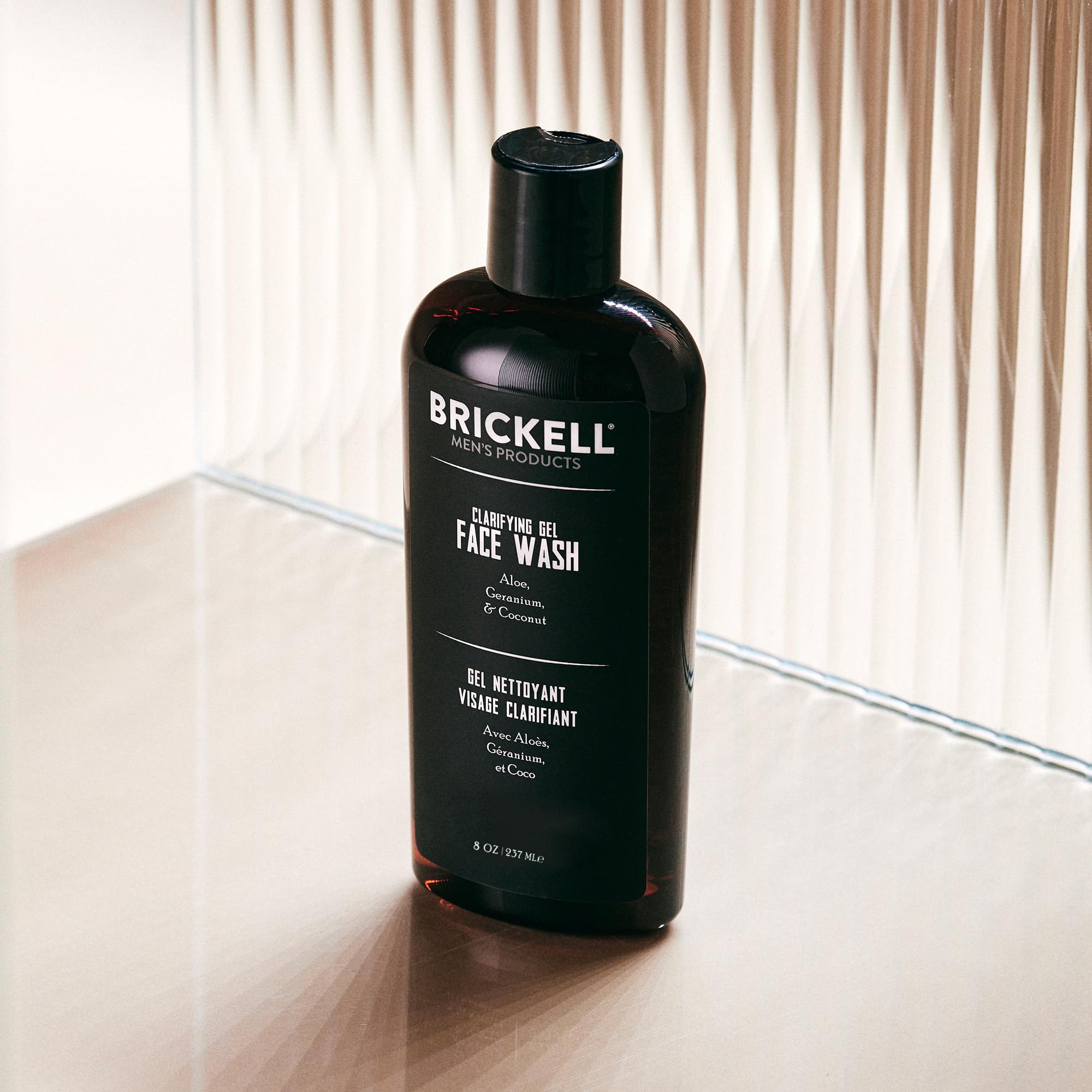 Brickell Men's Clarifying Gel Face Wash foamy-lather on skin, offering oil control without over-drying.