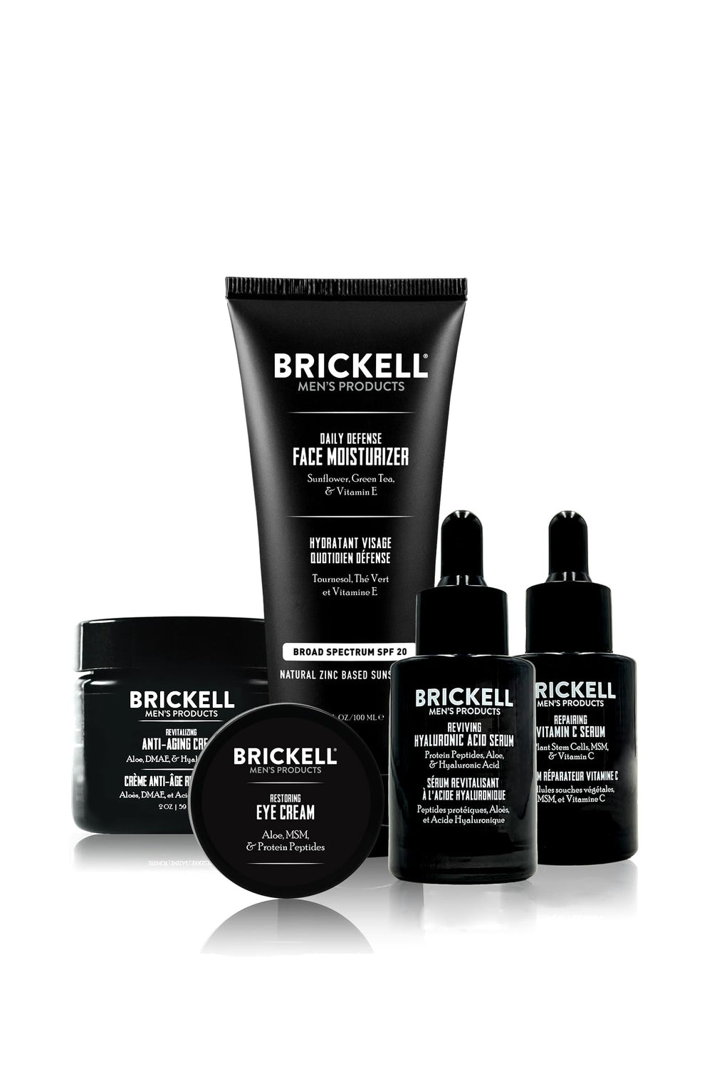 Brickell Men's Complete Defense Night Face Cream bottle for overnight hydration and wrinkle care