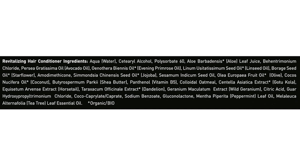 Brickell Men's Daily Revitalizing Hair Set organic ingredients label showing natural care.